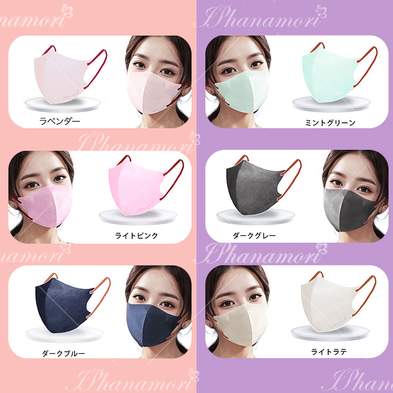 マスク 不織布 立体冷感 44枚 バイカラー 小顔 丸顔 丸顔小 面長 3D 冷感 3層 おしゃれ 立体マスク 柔らかい 息しやすい 顔型 男女人気