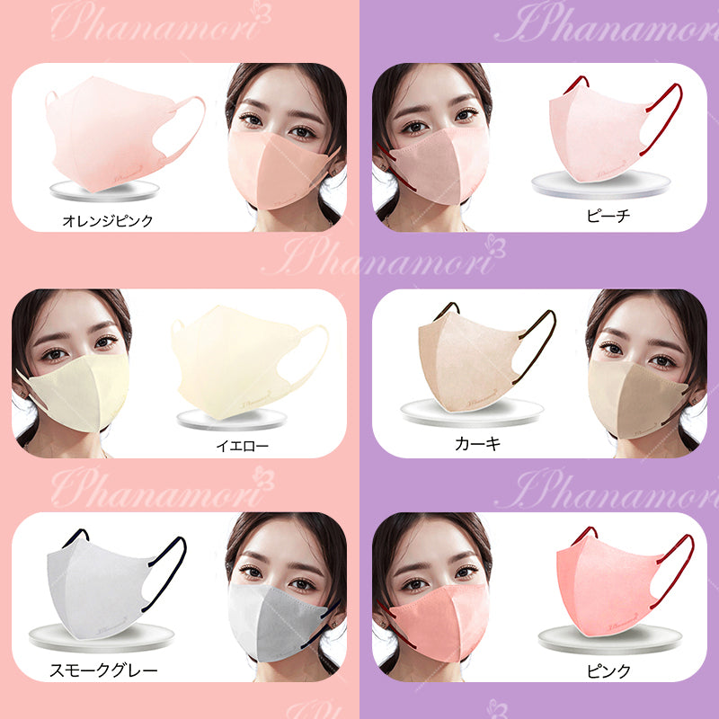 マスク 不織布 立体冷感 44枚 バイカラー 小顔 丸顔 丸顔小 面長 3D 冷感 3層 おしゃれ 立体マスク 柔らかい 息しやすい 顔型 男女人気